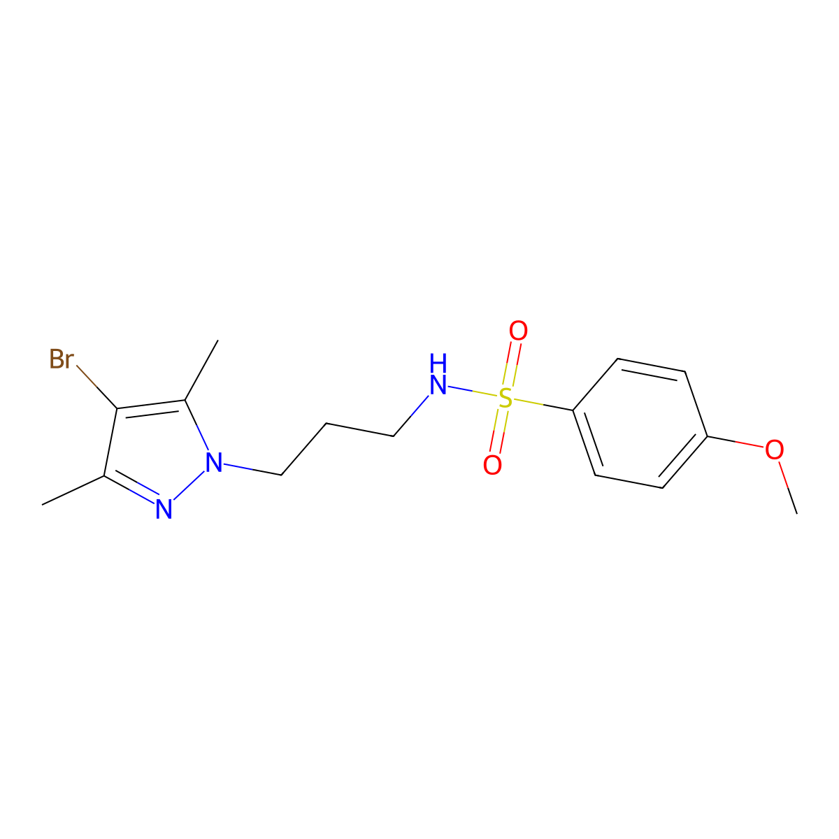 N-[3-(4-bromo-3,5-dimethyl-1H-pyrazol-1-yl)propyl]-4-methoxybenzenesulfonamide molecular structure, CAS 1005913-26-7