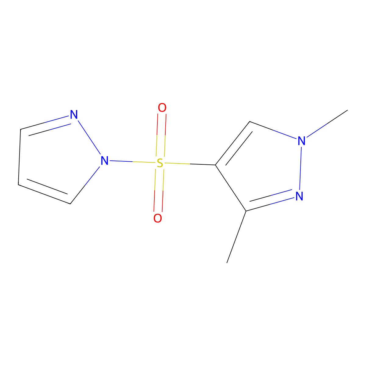 1,3-dimethyl-4-(1H-pyrazol-1-ylsulfonyl)-1H-pyrazole molecular structure, CAS 1005913-38-1