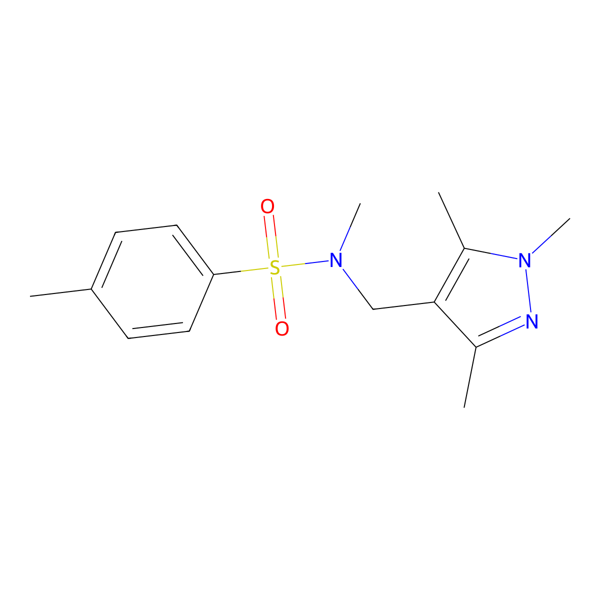 N,4-dimethyl-N-[(1,3,5-trimethylpyrazol-4-yl)methyl]benzenesulfonamide molecular structure, CAS 1005914-02-2