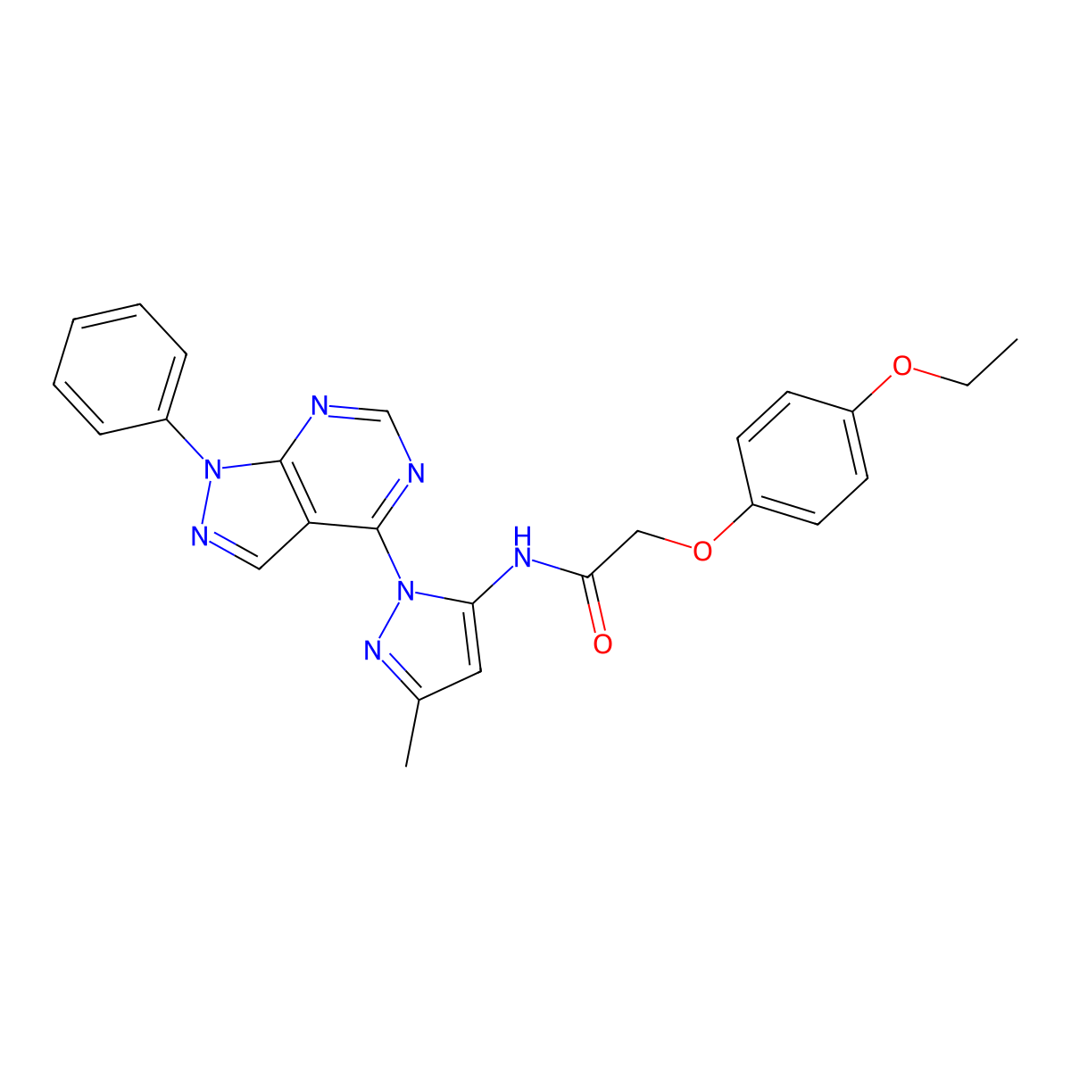 2-(4-ethoxyphenoxy)-N-(3-methyl-1-(1-phenyl-1H-pyrazolo[3,4-d]pyrimidin-4-yl)-1H-pyrazol-5-yl)acetamide molecular structure, CAS 1005923-12-5