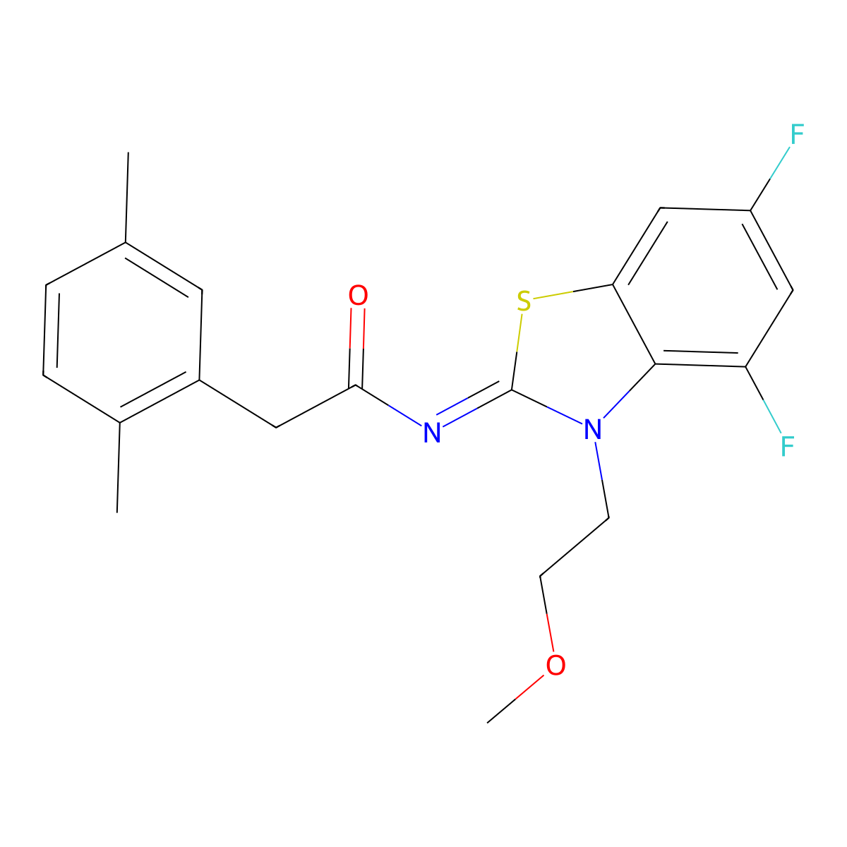 (Z)-N-(4,6-difluoro-3-(2-methoxyethyl)benzo[d]thiazol-2(3H)-ylidene)-2-(2,5-dimethylphenyl)acetamide molecular structure, CAS 1005937-03-0