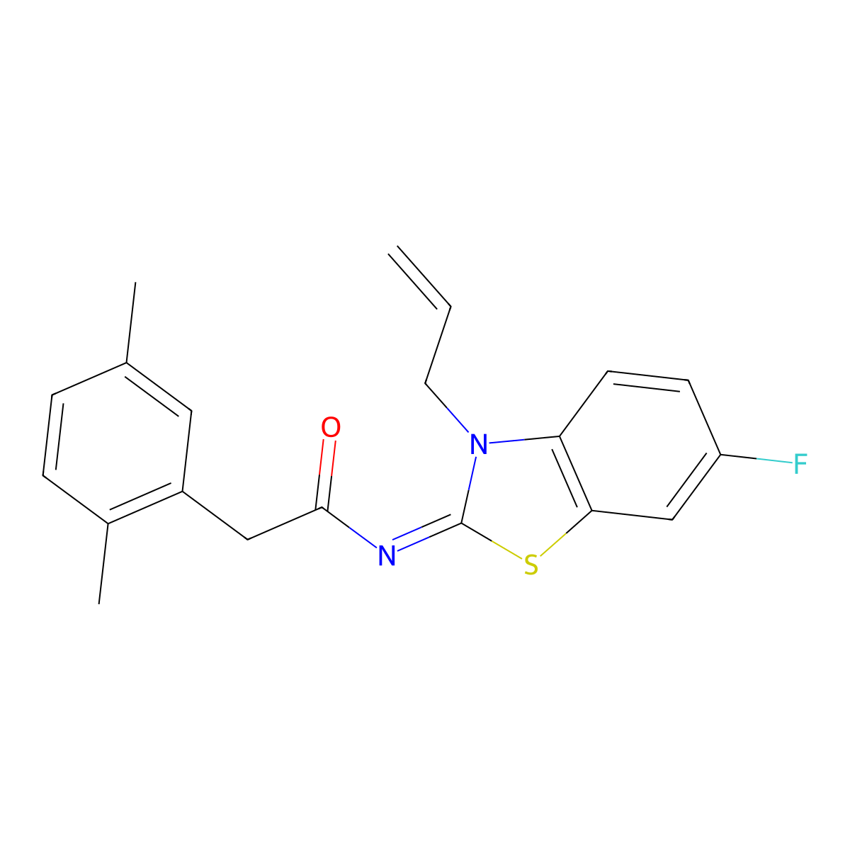 (Z)-N-(3-allyl-6-fluorobenzo[d]thiazol-2(3H)-ylidene)-2-(2,5-dimethylphenyl)acetamide molecular structure, CAS 1005937-67-6