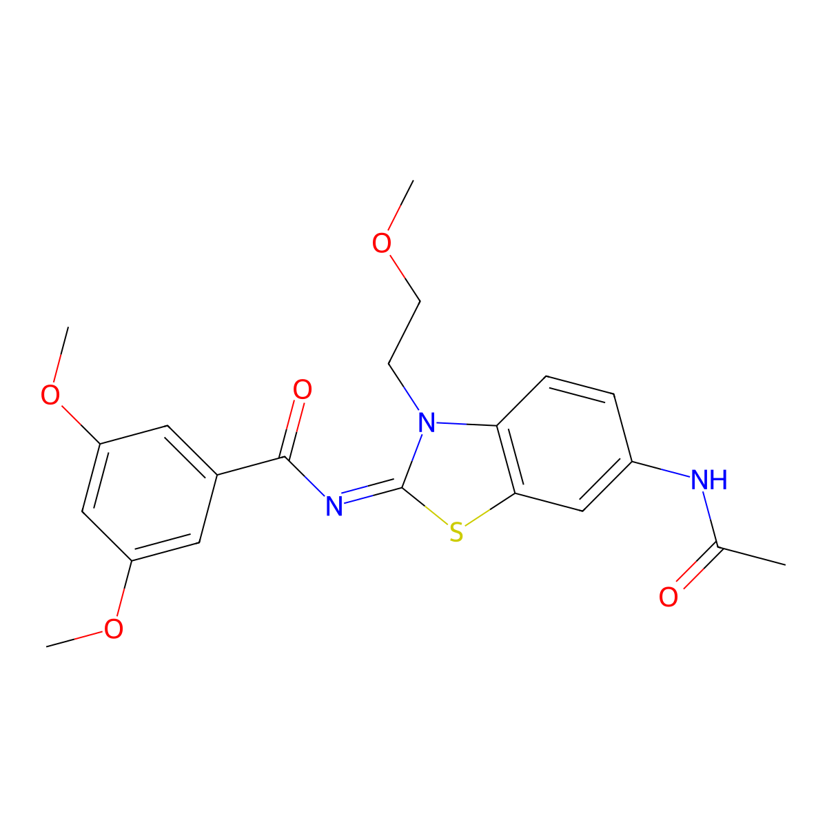 (Z)-N-(6-acetamido-3-(2-methoxyethyl)benzo[d]thiazol-2(3H)-ylidene)-3,5-dimethoxybenzamide molecular structure, CAS 1005942-33-5