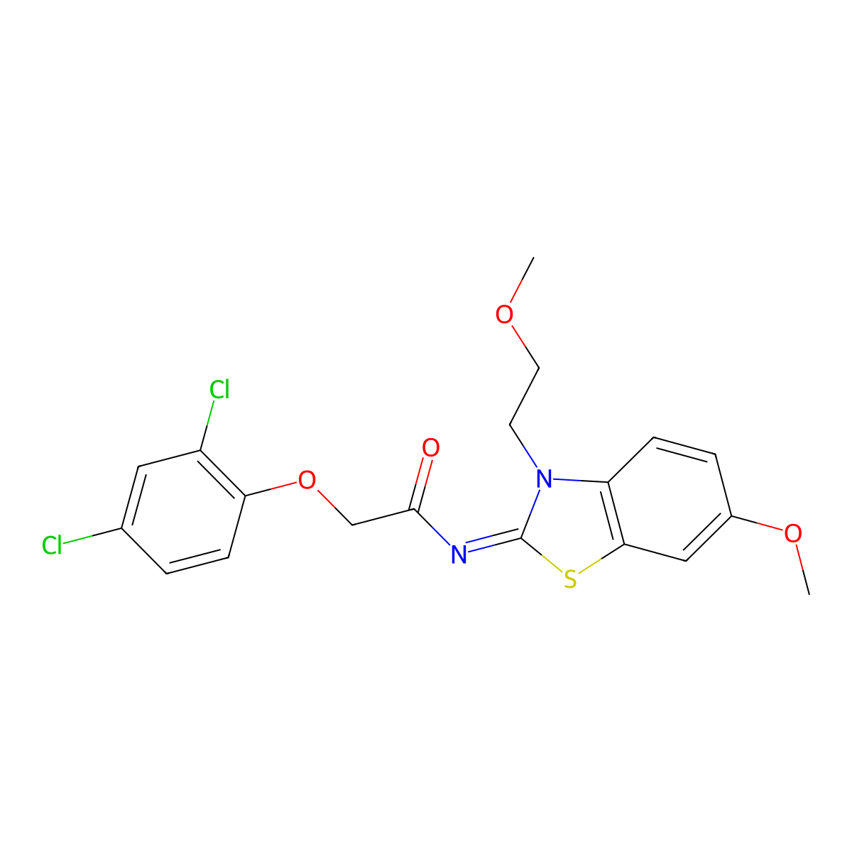 (Z)-2-(2,4-dichlorophenoxy)-N-(6-methoxy-3-(2-methoxyethyl)benzo[d]thiazol-2(3H)-ylidene)acetamide molecular structure, CAS 1005944-20-6