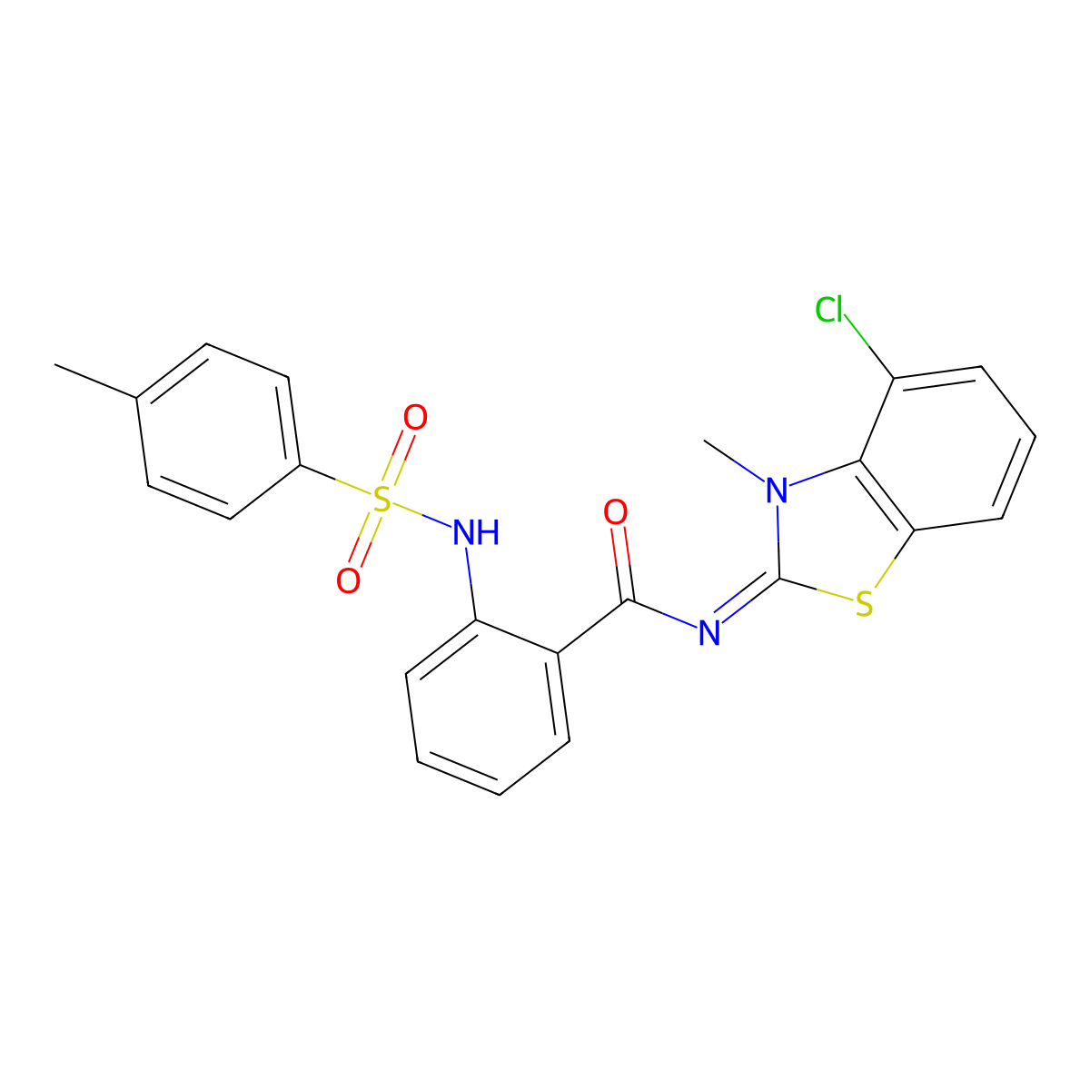 N-(4-chloro-3-methyl-1,3-benzothiazol-2-ylidene)-2-[(4-methylphenyl)sulfonylamino]benzamide molecular structure, CAS 1005945-33-4