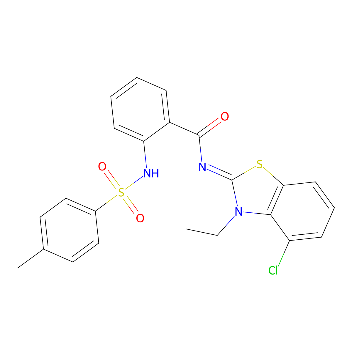 N-(4-chloro-3-ethyl-1,3-benzothiazol-2-ylidene)-2-[(4-methylphenyl)sulfonylamino]benzamide molecular structure, CAS 1005948-42-4