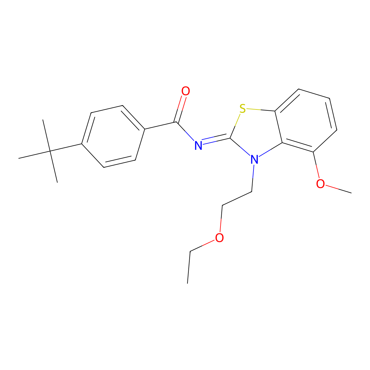 (Z)-4-(tert-butyl)-N-(3-(2-ethoxyethyl)-4-methoxybenzo[d]thiazol-2(3H)-ylidene)benzamide molecular structure, CAS 1005948-74-2