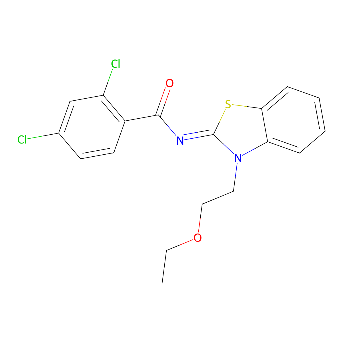 (Z)-2,4-dichloro-N-(3-(2-ethoxyethyl)benzo[d]thiazol-2(3H)-ylidene)benzamide molecular structure, CAS 1005952-04-4