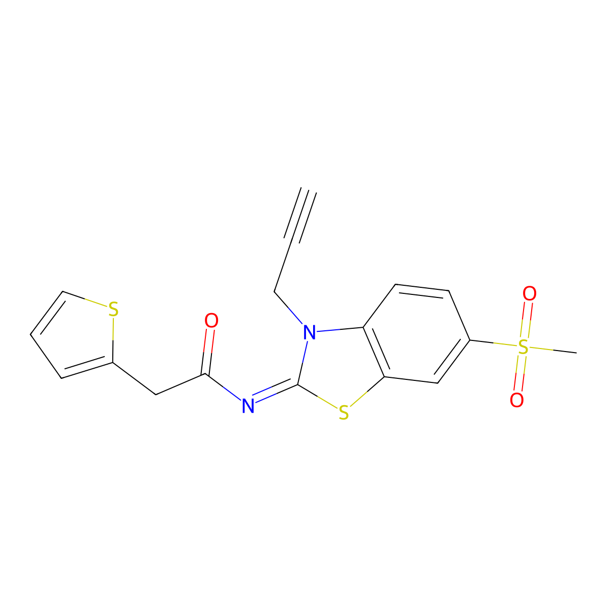 (E)-N-(6-(methylsulfonyl)-3-(prop-2-yn-1-yl)benzo[d]thiazol-2(3H)-ylidene)-2-(thiophen-2-yl)acetamide molecular structure, CAS 1005958-72-4