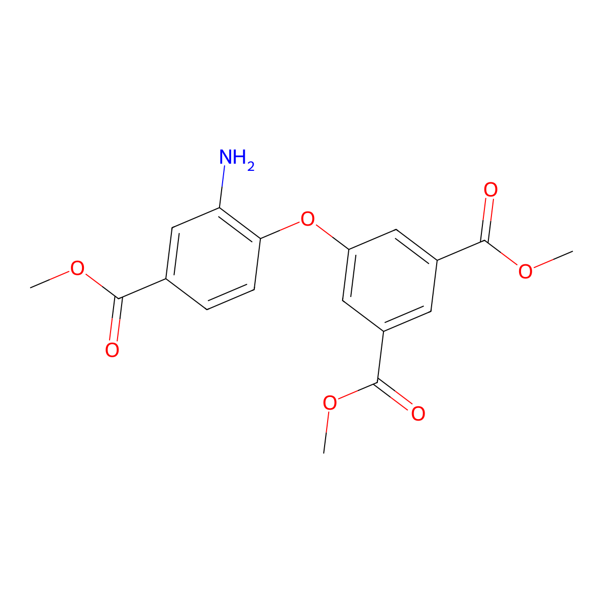 1,3-Benzenedicarboxylic acid, 5-(2-amino-4-(methoxycarbonyl)phenoxy)-, dimethyl ester molecular structure, CAS 100596-38-1