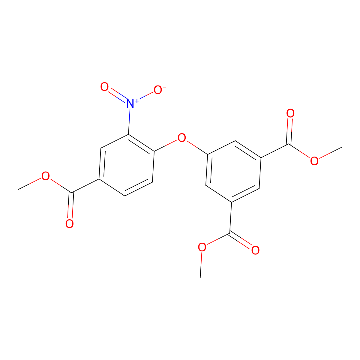 1,3-Dimethyl 5-(4-(methoxycarbonyl)-2-nitrophenoxy)-1,3-benzenedicarboxylate molecular structure, CAS 100596-39-2