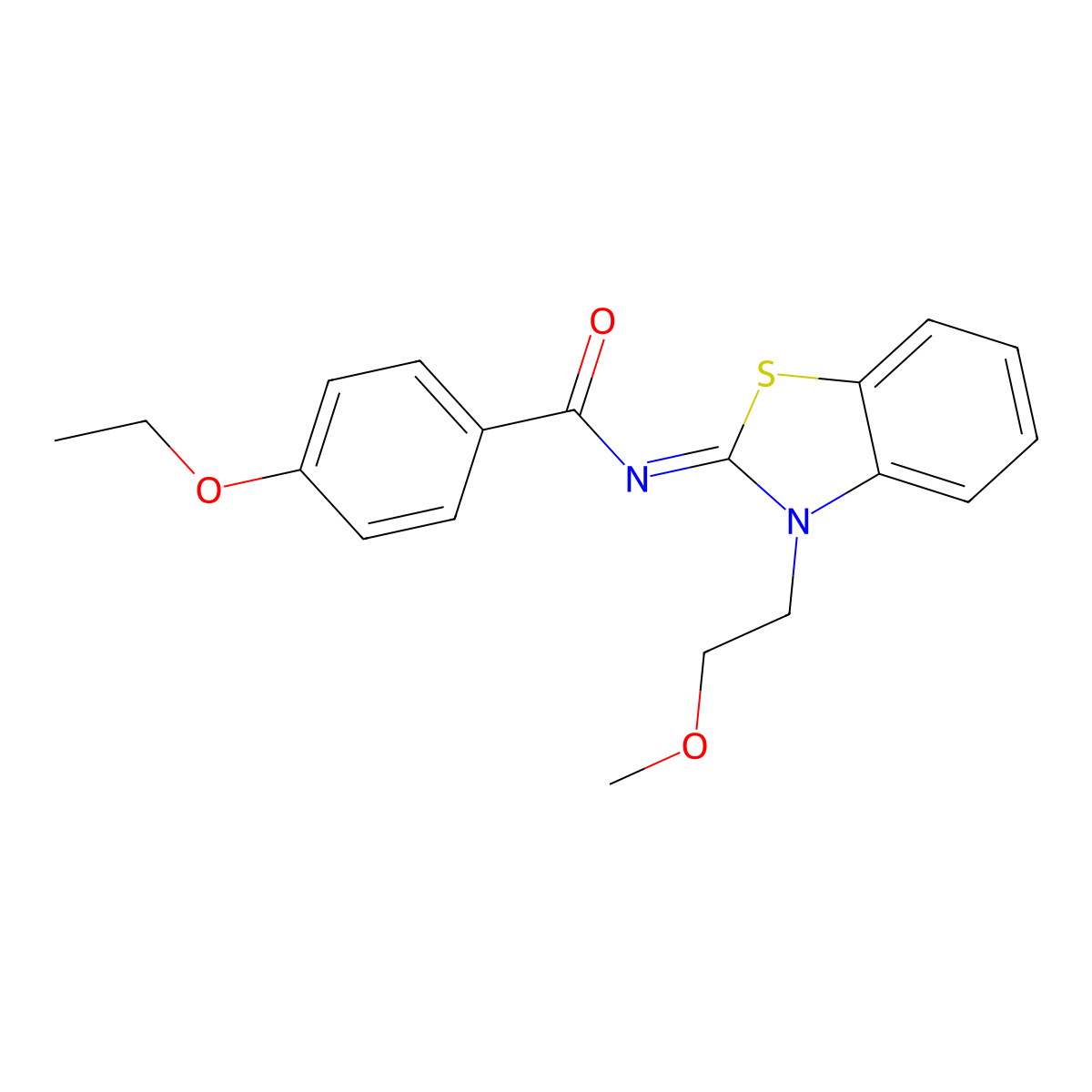 4-ethoxy-N-[3-(2-methoxyethyl)-1,3-benzothiazol-2-ylidene]benzamide molecular structure, CAS 1005962-42-4