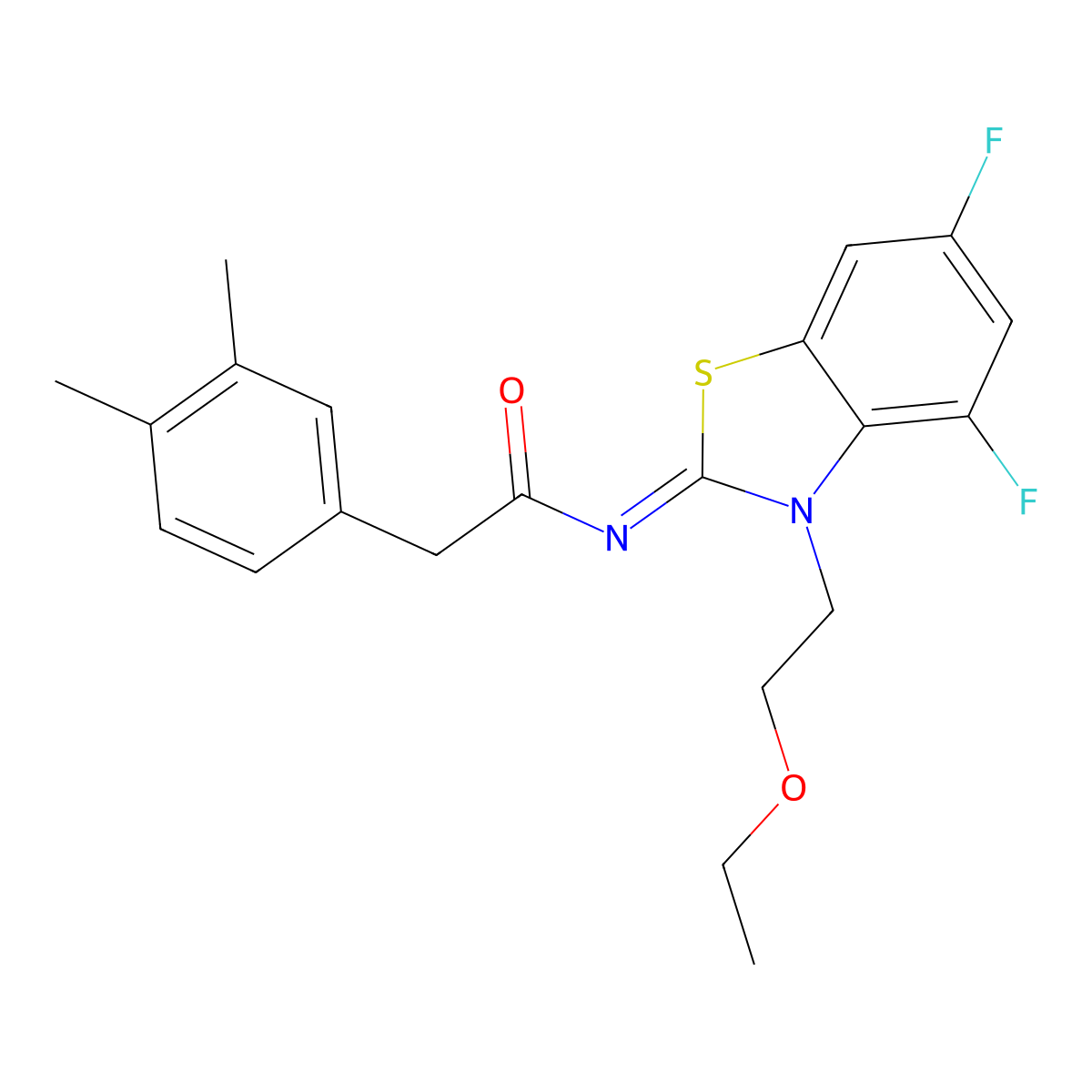 (Z)-2-(3,4-dimethylphenyl)-N-(3-(2-ethoxyethyl)-4,6-difluorobenzo[d]thiazol-2(3H)-ylidene)acetamide molecular structure, CAS 1005964-38-4