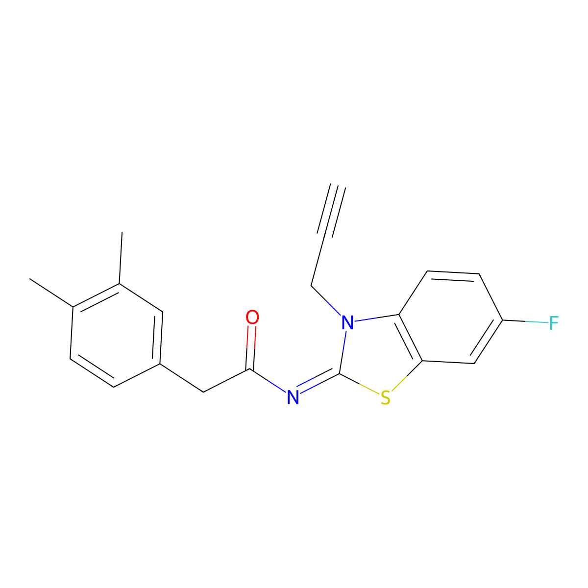 (Z)-2-(3,4-dimethylphenyl)-N-(6-fluoro-3-(prop-2-yn-1-yl)benzo[d]thiazol-2(3H)-ylidene)acetamide molecular structure, CAS 1005965-16-1