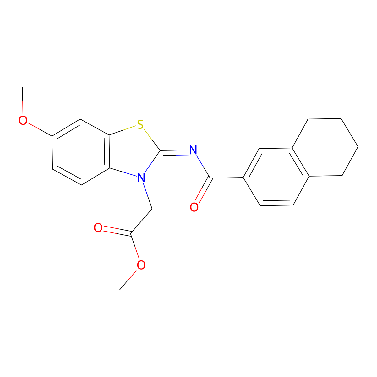 (Z)-methyl 2-(6-methoxy-2-((5,6,7,8-tetrahydronaphthalene-2-carbonyl)imino)benzo[d]thiazol-3(2H)-yl)acetate molecular structure, CAS 1005968-62-6