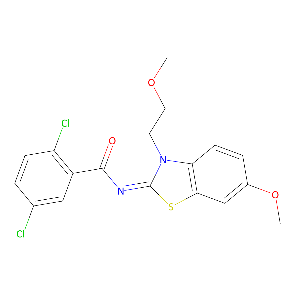(Z)-2,5-dichloro-N-(6-methoxy-3-(2-methoxyethyl)benzo[d]thiazol-2(3H)-ylidene)benzamide molecular structure, CAS 1005989-02-5
