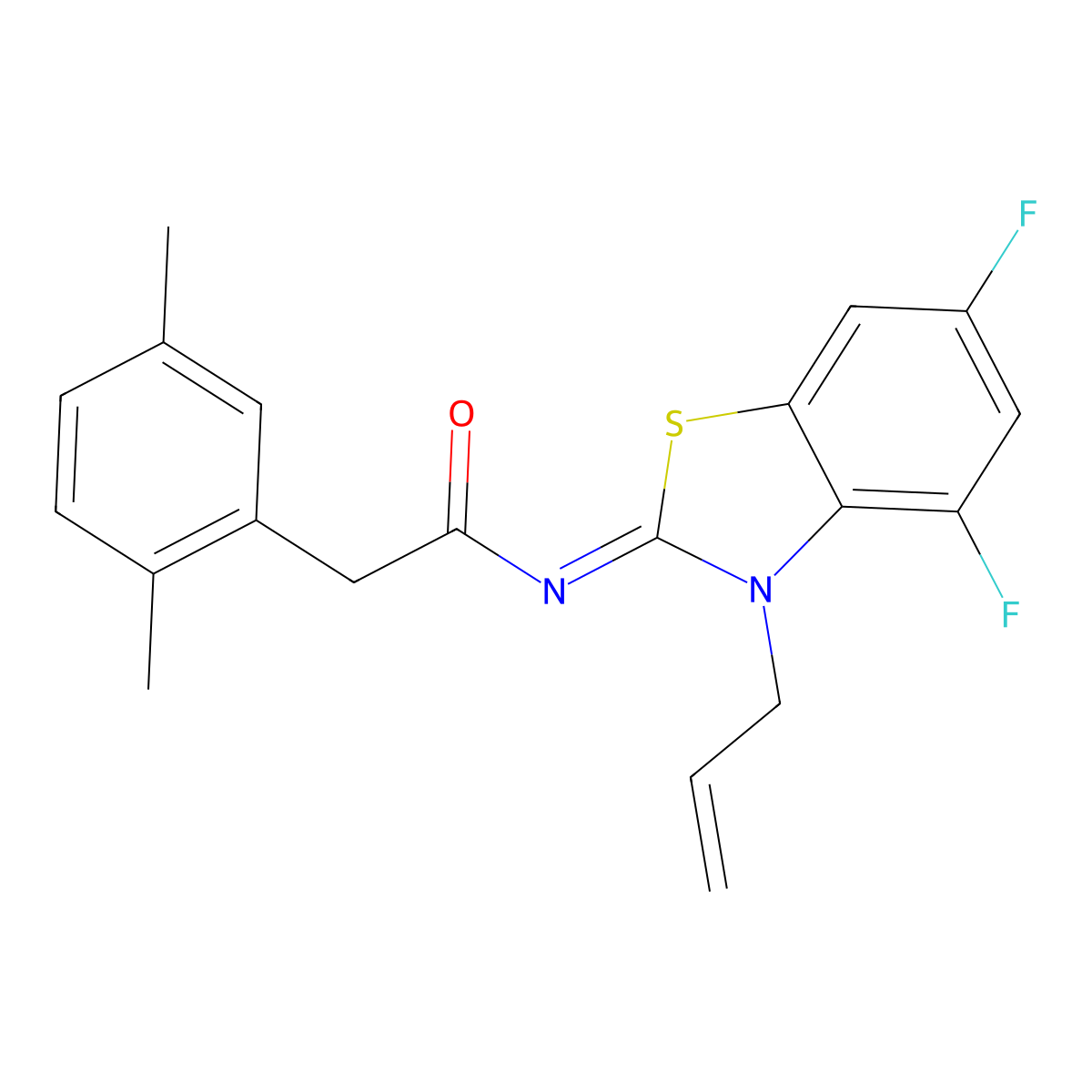 (Z)-N-(3-allyl-4,6-difluorobenzo[d]thiazol-2(3H)-ylidene)-2-(2,5-dimethylphenyl)acetamide molecular structure, CAS 1005989-86-5