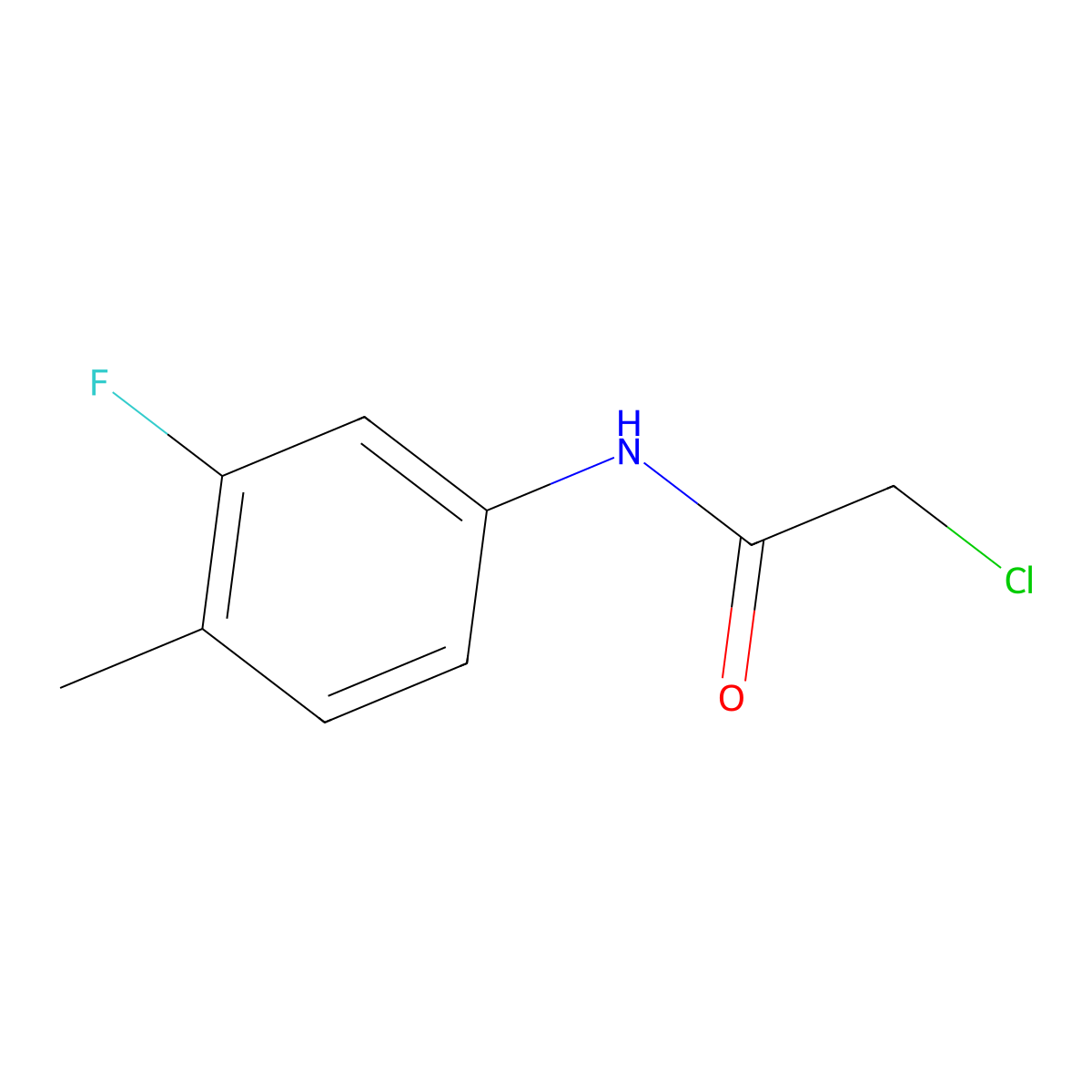 2-chloro-N-(3-fluoro-4-methylphenyl)acetamide molecular structure, CAS 100599-62-0