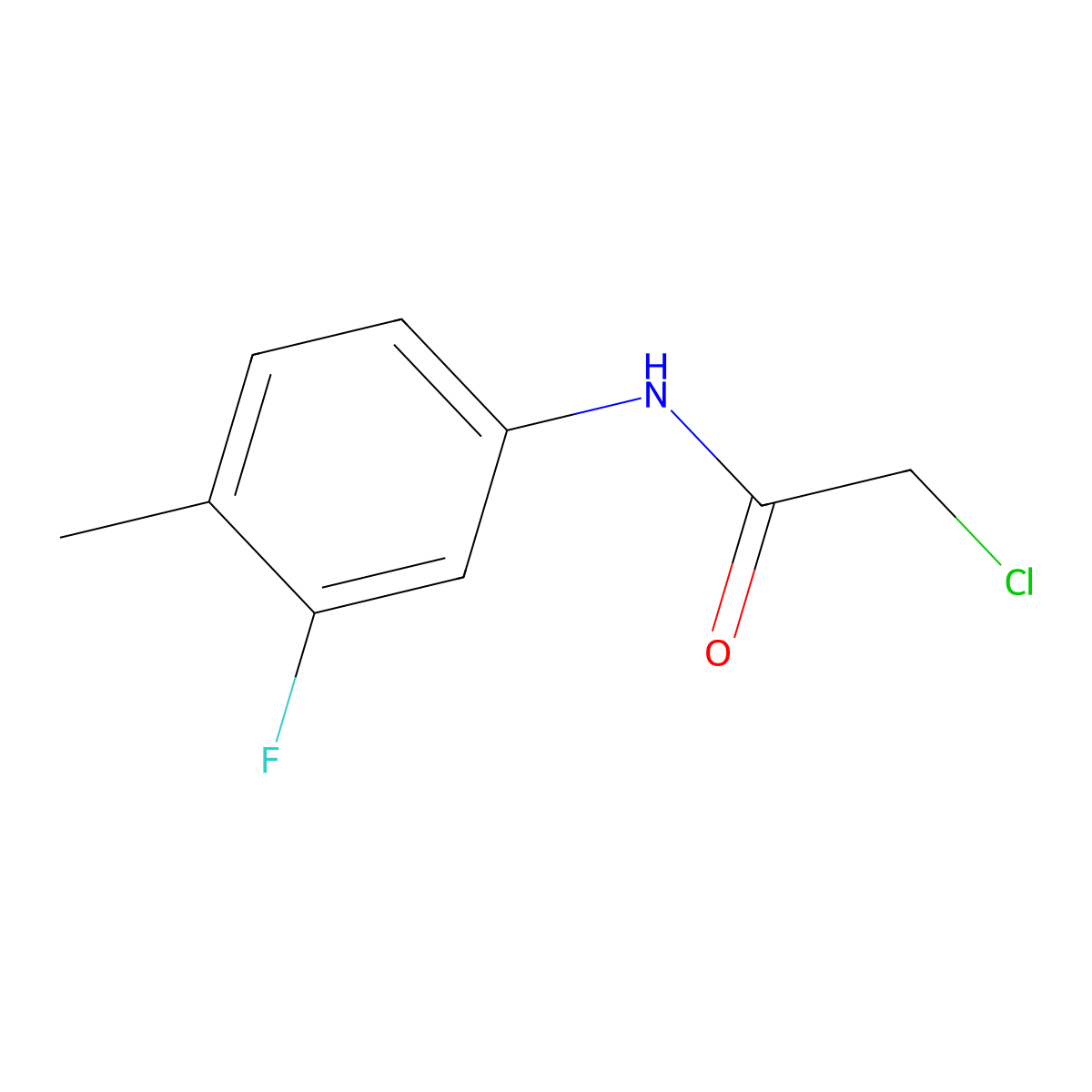 2-chloro-N-(3-fluoro-4-methylphenyl)acetamide molecular structure, CAS 100599-62-0