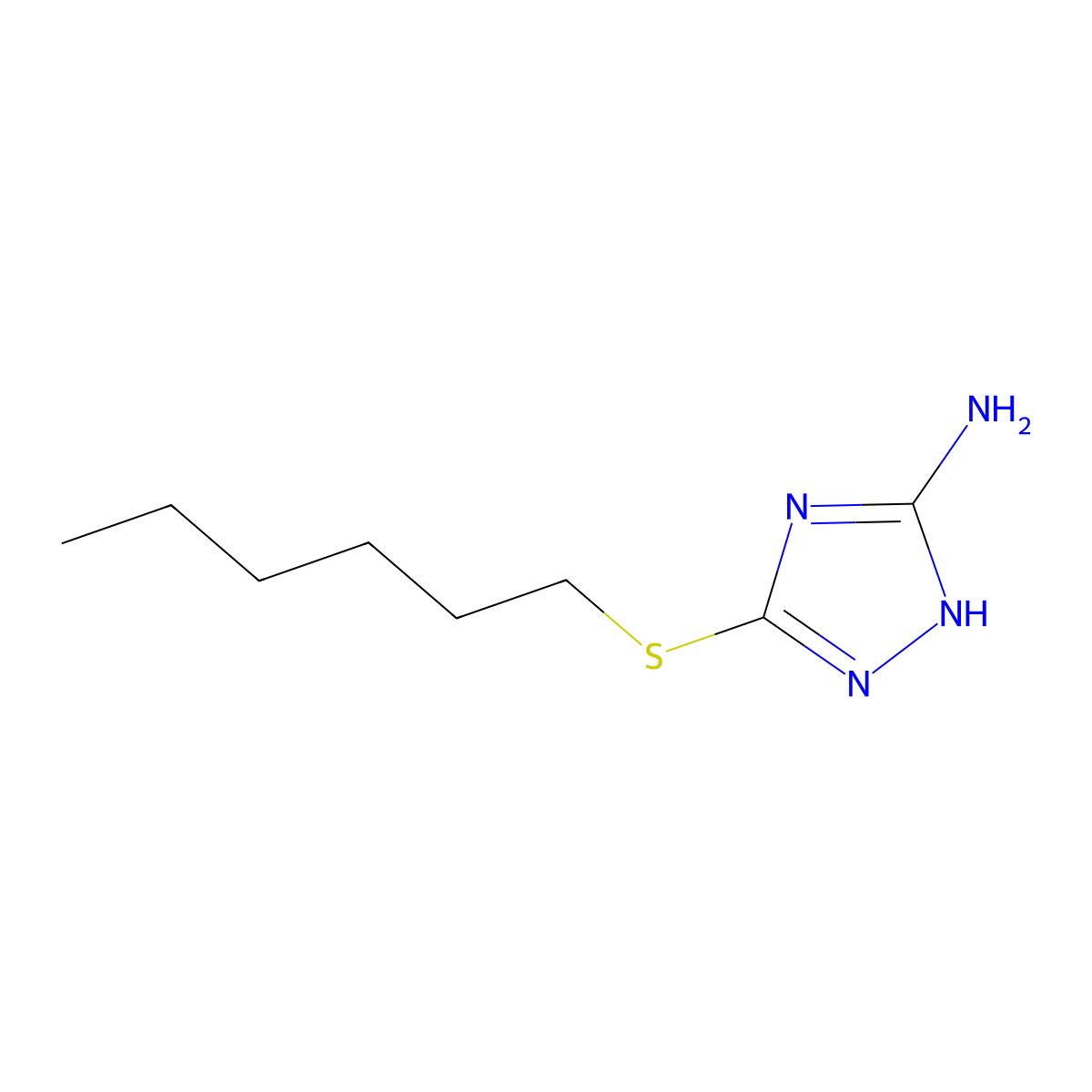 1H-1,2,4-Triazol-3-amine, 5-(hexylthio)- molecular structure, CAS 100599-71-1