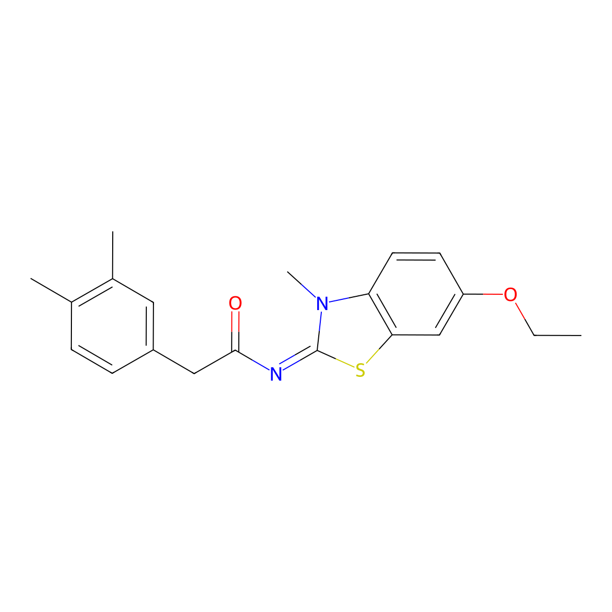 2-(3,4-dimethylphenyl)-N-(6-ethoxy-3-methylbenzo[d]thiazol-2(3H)-ylidene)acetamide molecular structure, CAS 1005991-70-7