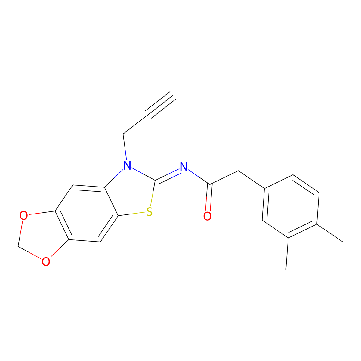 (Z)-2-(3,4-dimethylphenyl)-N-(7-(prop-2-yn-1-yl)-[1,3]dioxolo[4',5':4,5]benzo[1,2-d]thiazol-6(7H)-ylidene)acetamide molecular structure, CAS 1005994-68-2