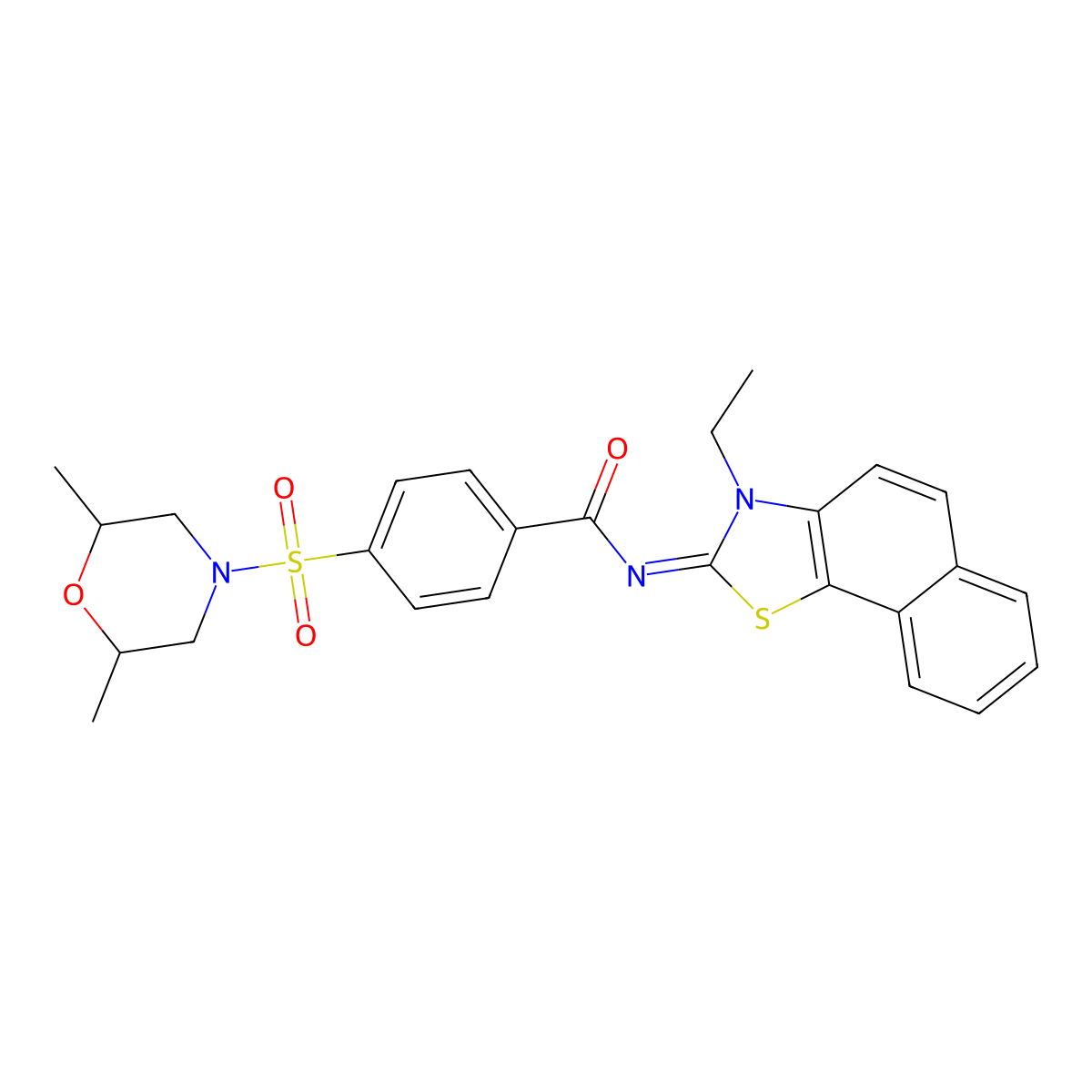 (E)-4-((2,6-dimethylmorpholino)sulfonyl)-N-(3-ethylnaphtho[2,1-d]thiazol-2(3H)-ylidene)benzamide molecular structure, CAS 1005995-24-3