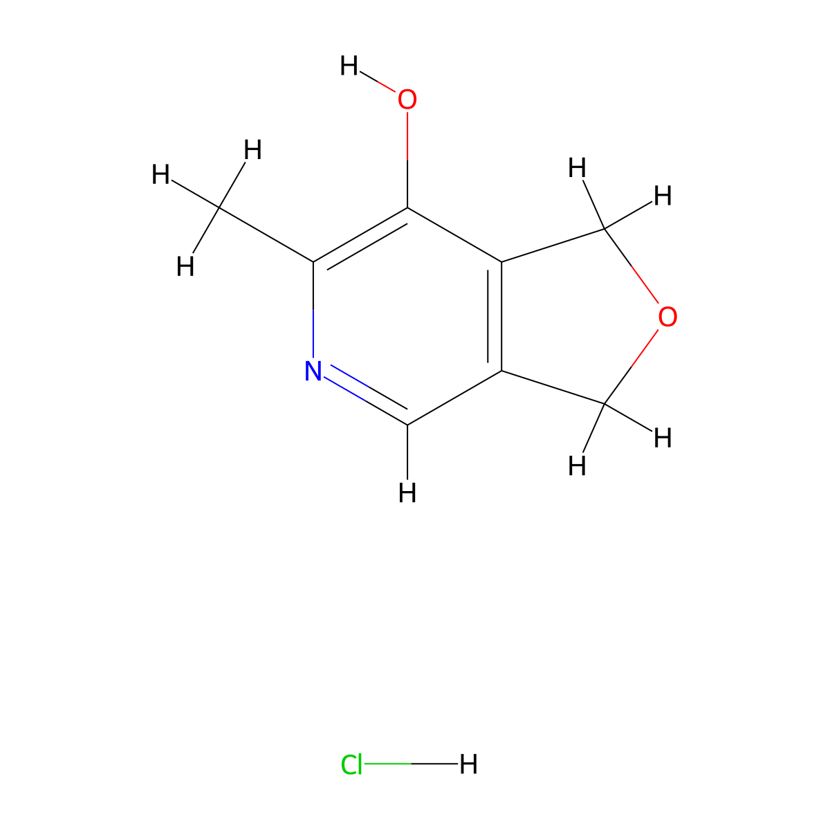 1,3-Dihydro-6-methylfuro(3,4-c)pyridin-7-ol hydrochloride molecular structure, CAS 1006-21-9