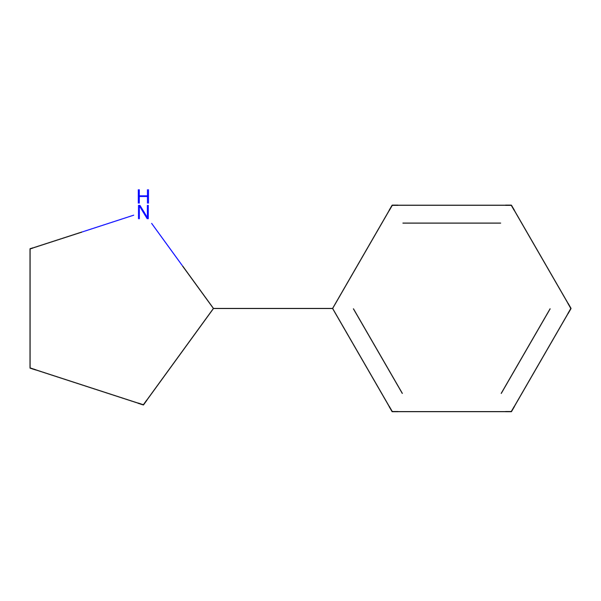 2-Phenylpyrrolidine molecular structure, CAS 1006-64-0