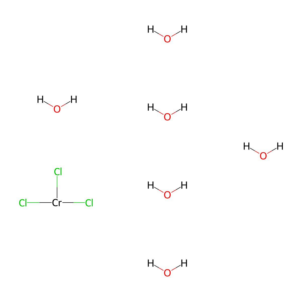 Chromic chloride hexahydrate molecular structure, CAS 10060-12-5