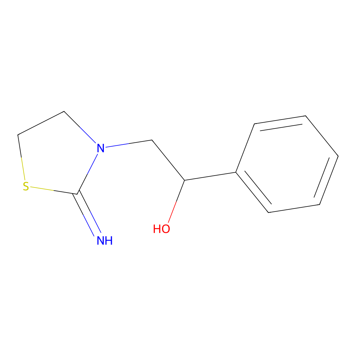 2-(2-Imino-1,3-thiazolidin-3-yl)-1-phenylethanol molecular structure, CAS 10060-88-5