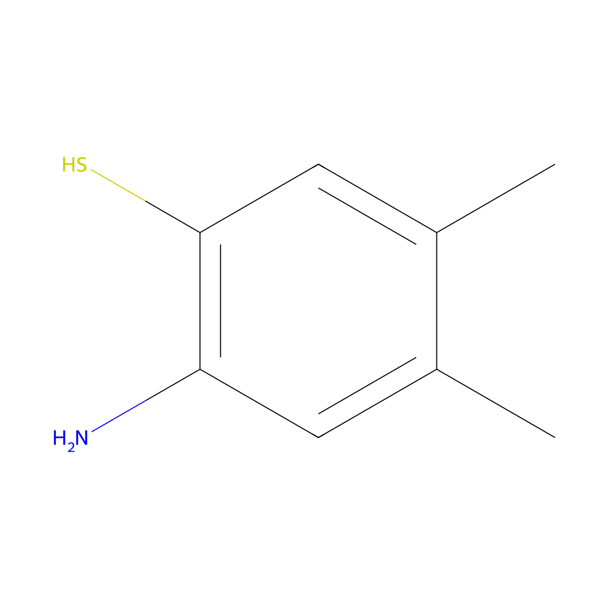 2-Amino-4,5-dimethylbenzenethiol molecular structure, CAS 100601-29-4