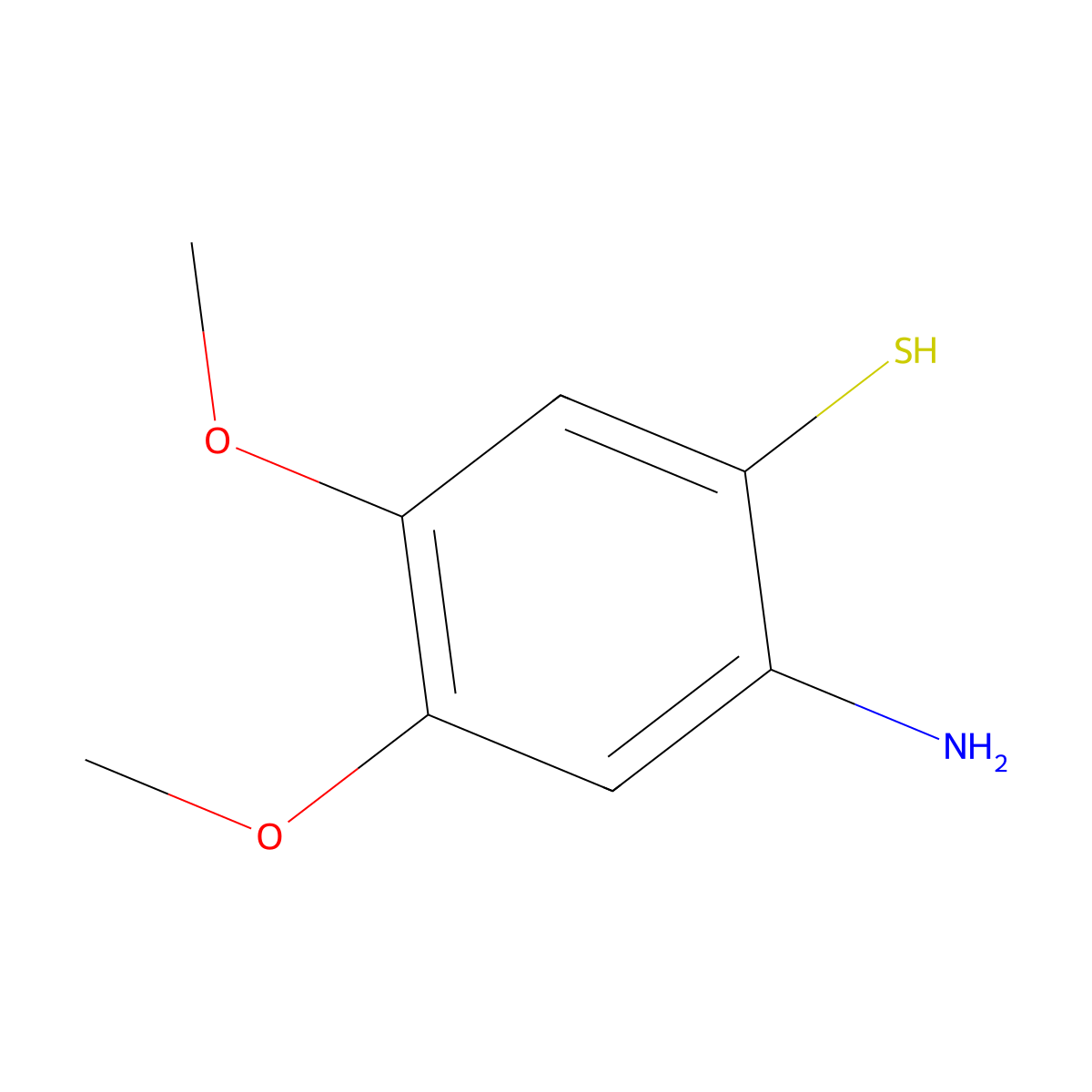 2-Amino-4,5-dimethoxybenzenethiol molecular structure, CAS 100601-30-7