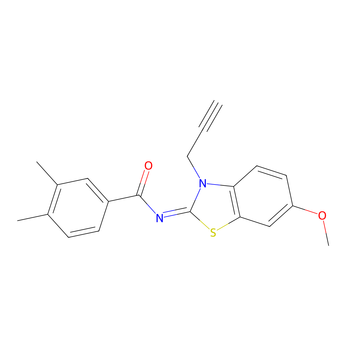 N-(6-methoxy-3-prop-2-ynyl-1,3-benzothiazol-2-ylidene)-3,4-dimethylbenzamide molecular structure, CAS 1006011-30-8