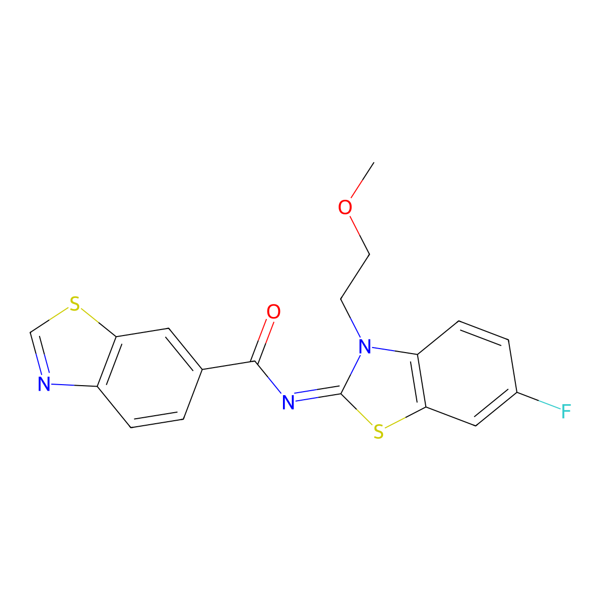 (Z)-N-(6-fluoro-3-(2-methoxyethyl)benzo[d]thiazol-2(3H)-ylidene)benzo[d]thiazole-6-carboxamide molecular structure, CAS 1006015-87-7
