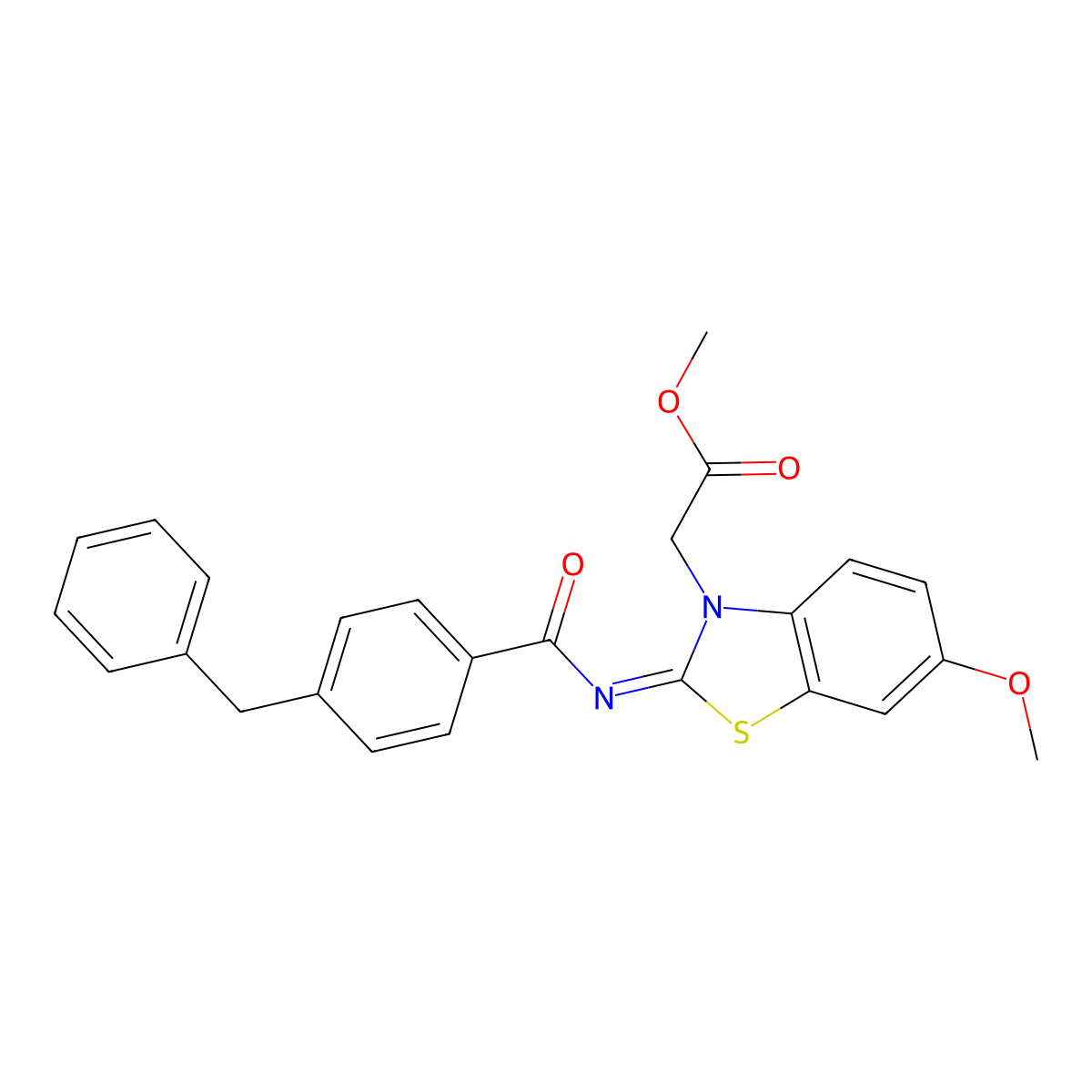 (Z)-methyl 2-(2-((4-benzylbenzoyl)imino)-6-methoxybenzo[d]thiazol-3(2H)-yl)acetate molecular structure, CAS 1006017-24-8
