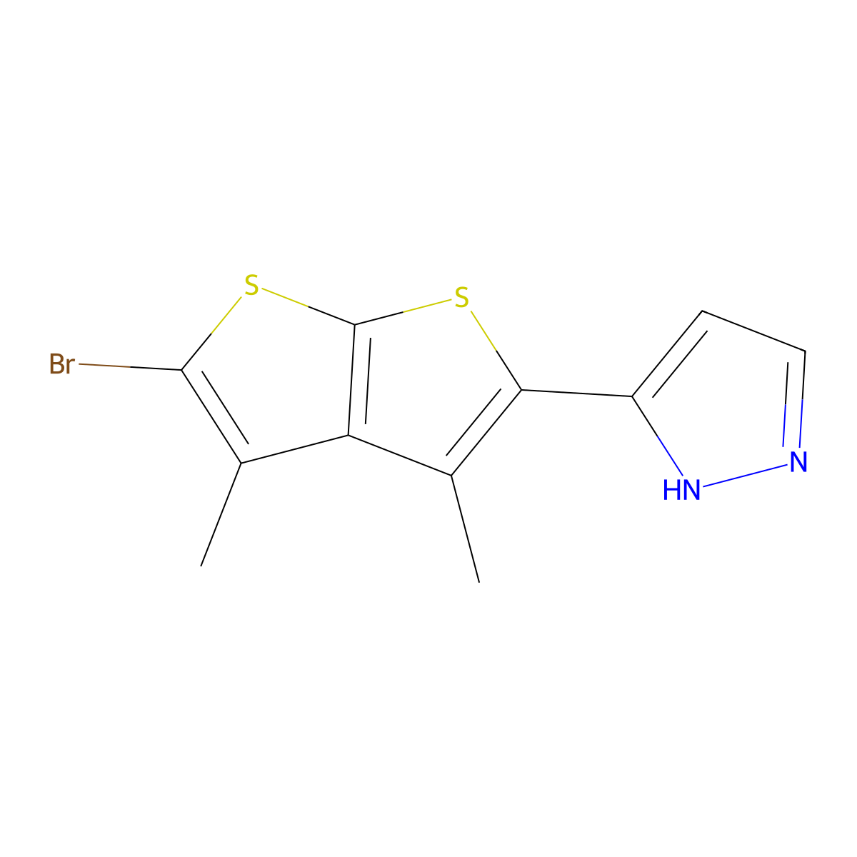 5-(5-bromo-3,4-dimethylthieno[2,3-b]thiophen-2-yl)-1H-pyrazole molecular structure, CAS 1006021-30-2