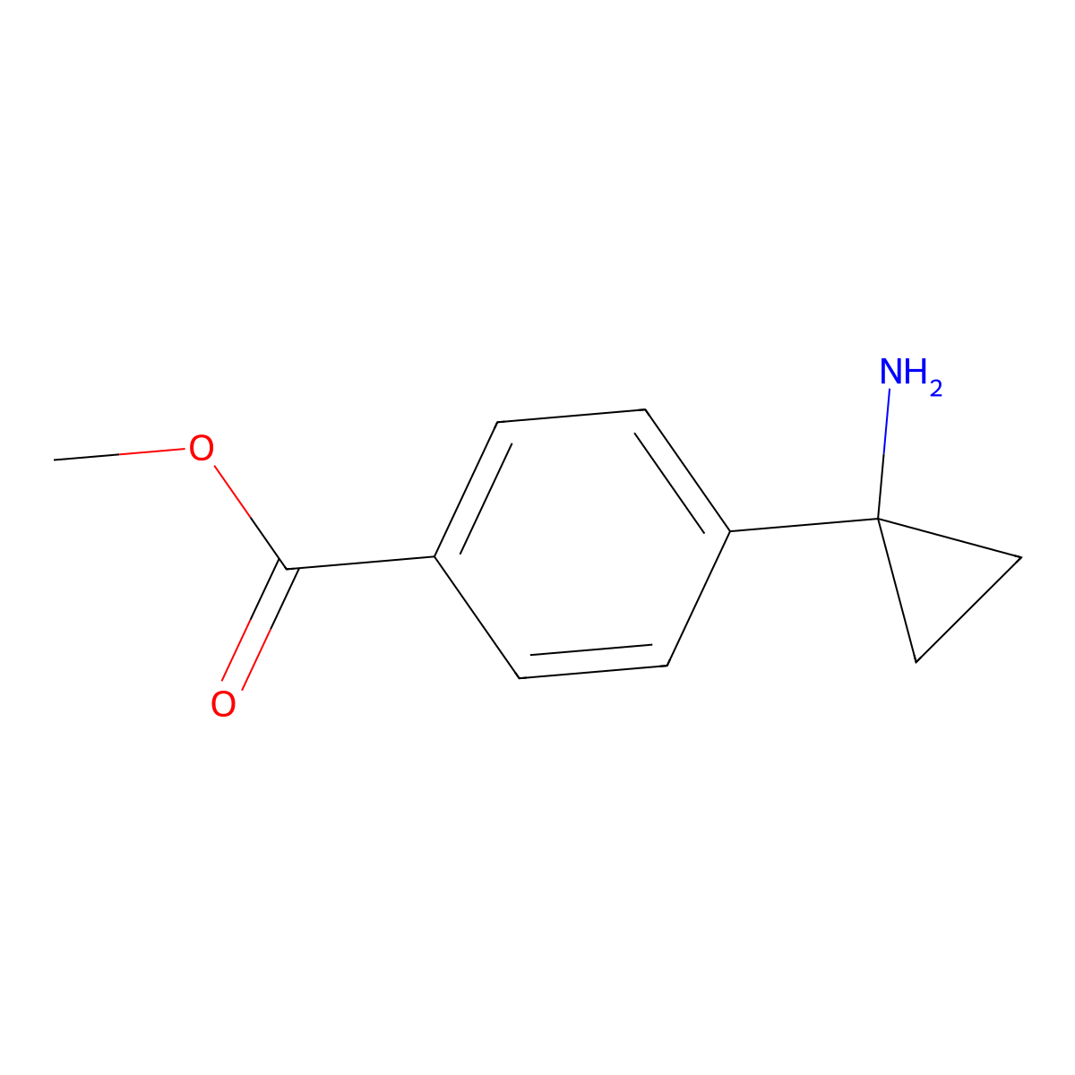 Methyl 4-(1-aminocyclopropyl)benzoate molecular structure, CAS 1006037-03-1
