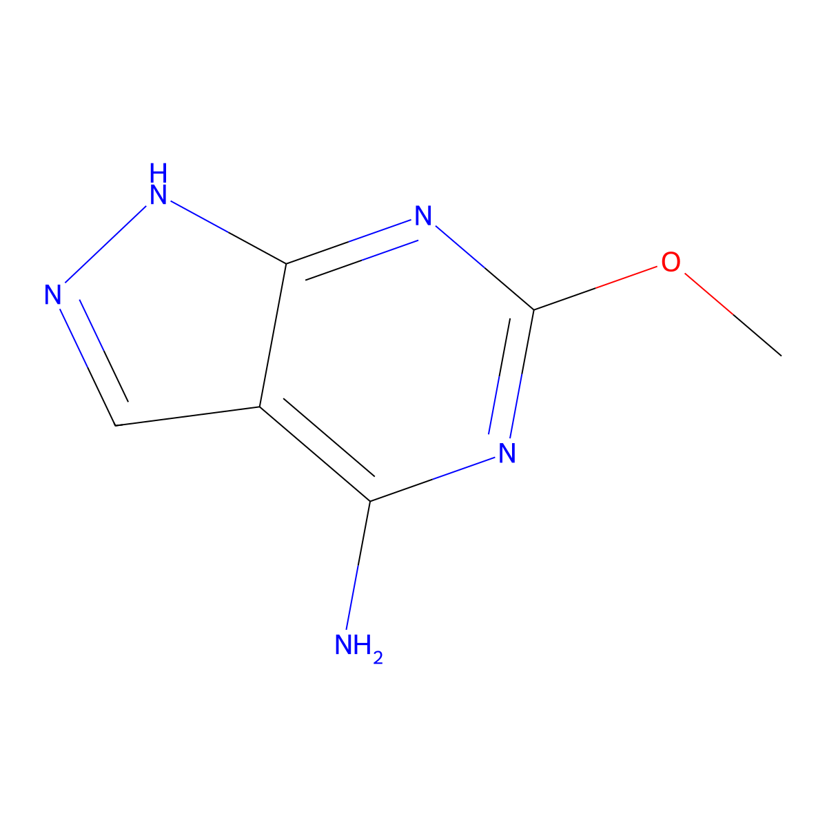 4-Amino-6-methoxy-1H-pyrazolo[3,4-d]pyrimidine molecular structure, CAS 100605-51-4