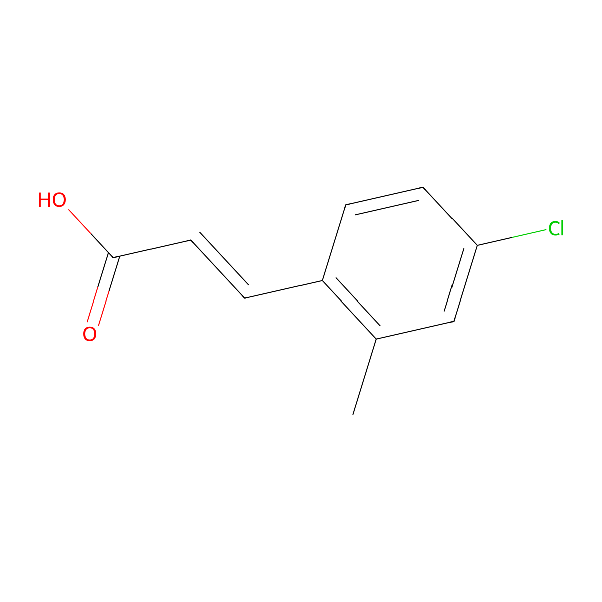 (2E)-3-(4-chloro-2-methylphenyl)prop-2-enoic acid molecular structure, CAS 100606-35-7