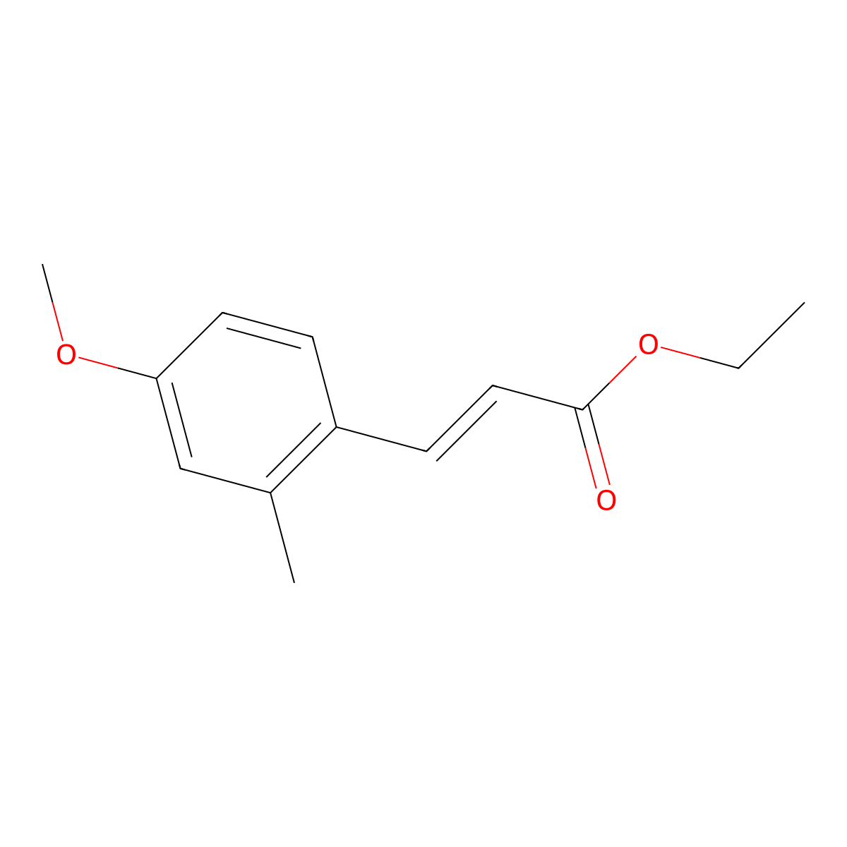 2-Propenoic acid, 3-(4-methoxy-2-methylphenyl)-, ethyl ester, (2E)- molecular structure, CAS 100606-37-9