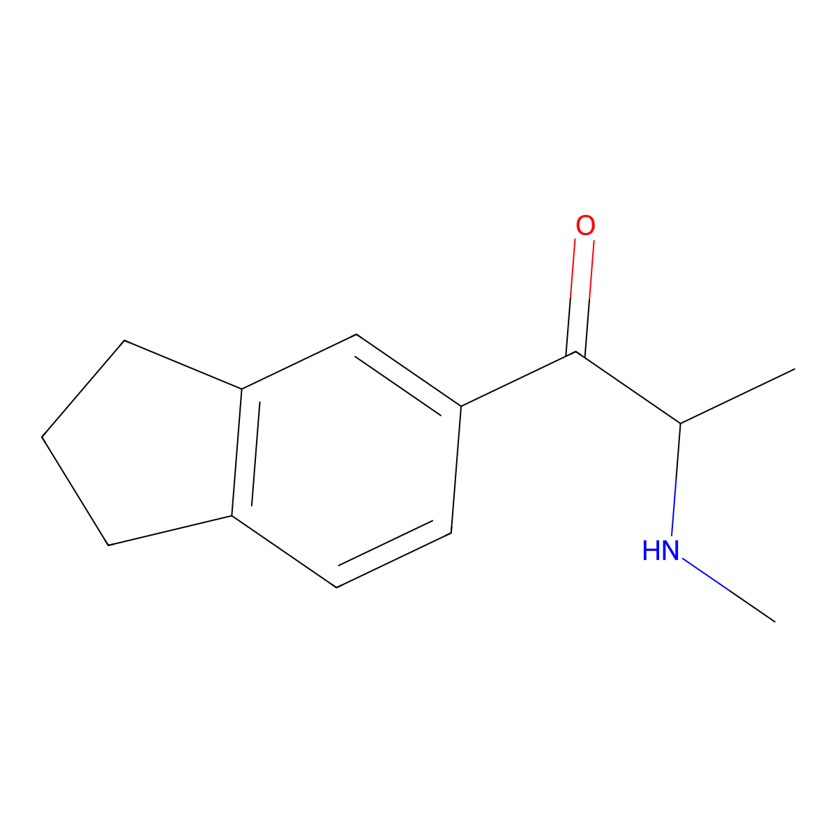 1-(2,3-Dihydro-1H-inden-5-yl)-2-(methylamino)propan-1-one molecular structure, CAS 100608-69-3