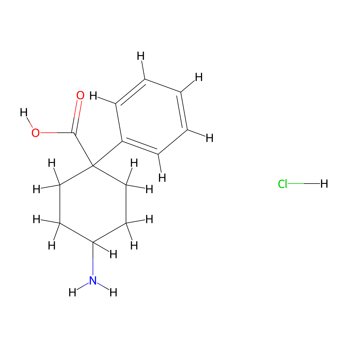 4-Amino-1-phenylcyclohexane-1-carboxylic acid hydrochloride molecular structure, CAS 100609-11-8