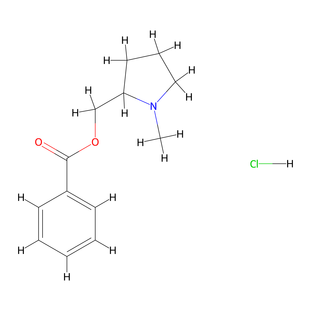 1-Methyl-2-pyrrolidinemethanol Benzoate Hydrochloride molecular structure, CAS 100609-40-3