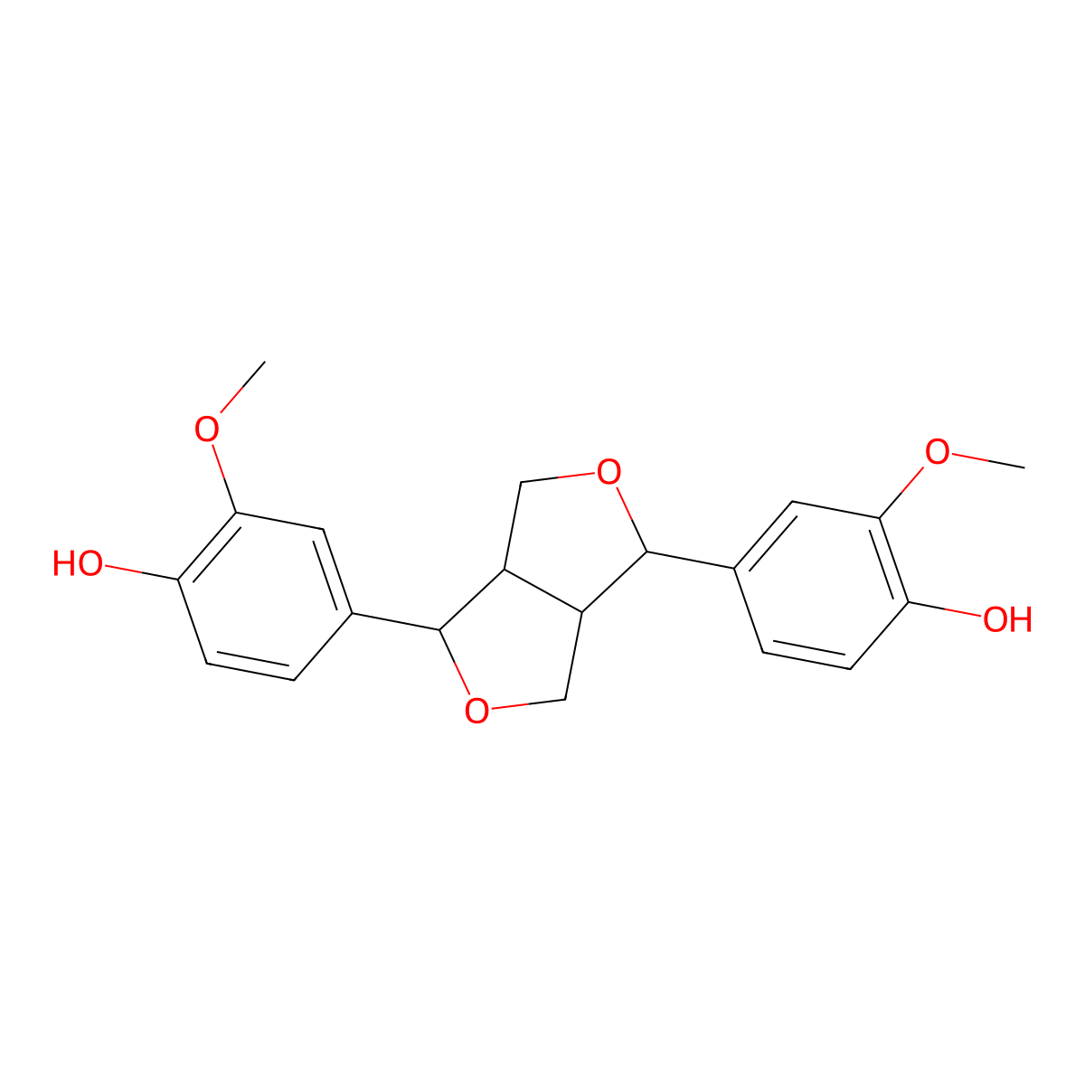 (-)-Epipinoresinol molecular structure, CAS 10061-38-8