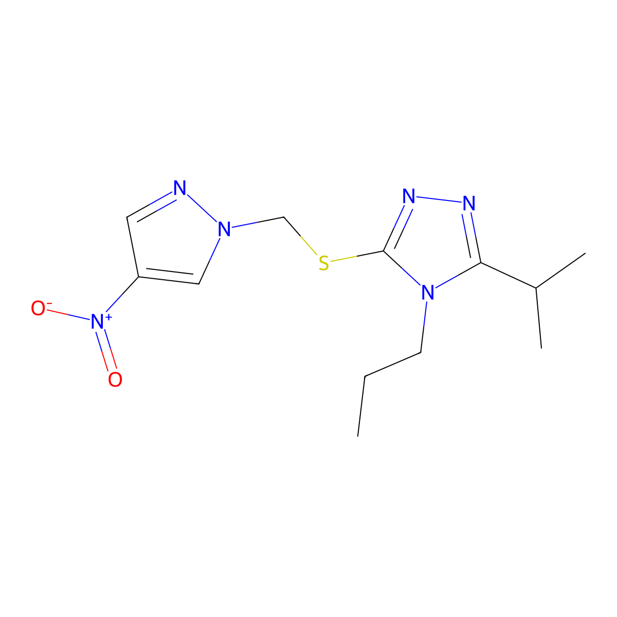 3-(Methylethyl)-5-[(4-nitropyrazolyl)methylthio]-4-propyl-1,2,4-triazole molecular structure, CAS 1006106-77-9