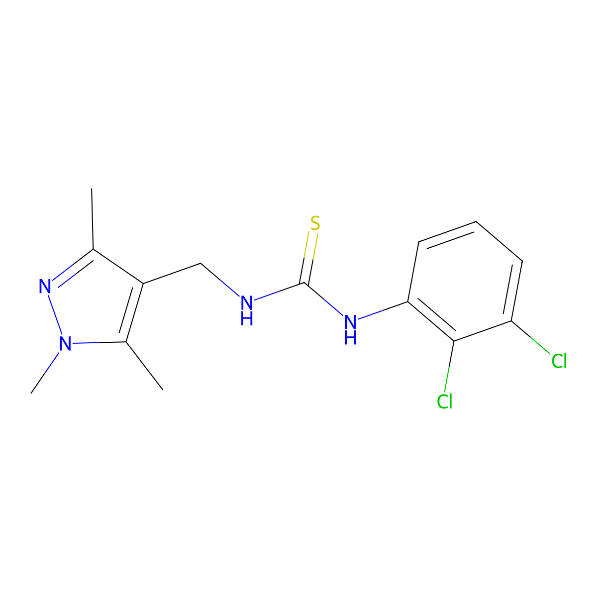 1-(2,3-dichlorophenyl)-3-[(1,3,5-trimethyl-1H-pyrazol-4-yl)methyl]thiourea molecular structure, CAS 1006129-27-6