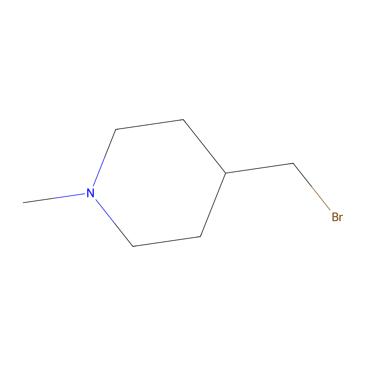 4-(Bromomethyl)-1-methylpiperidine molecular structure, CAS 100613-97-6