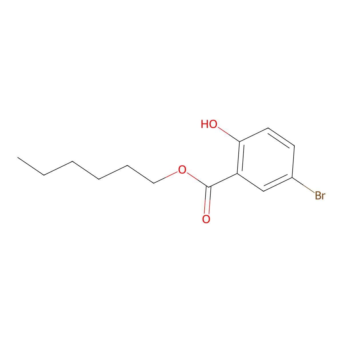 Hexyl 5-bromo-2-hydroxybenzoate molecular structure, CAS 100614-10-6