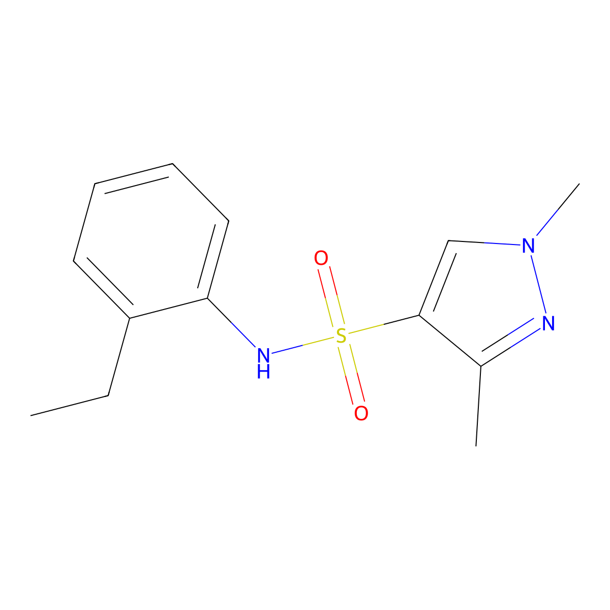 N-(2-ethylphenyl)-1,3-dimethyl-1H-pyrazole-4-sulfonamide molecular structure, CAS 1006144-31-5
